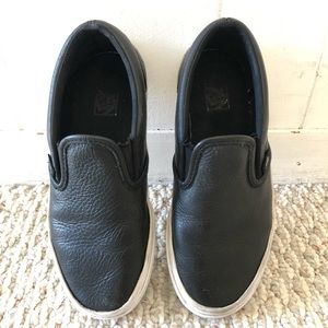 Vans black leather skate slip-on shoes